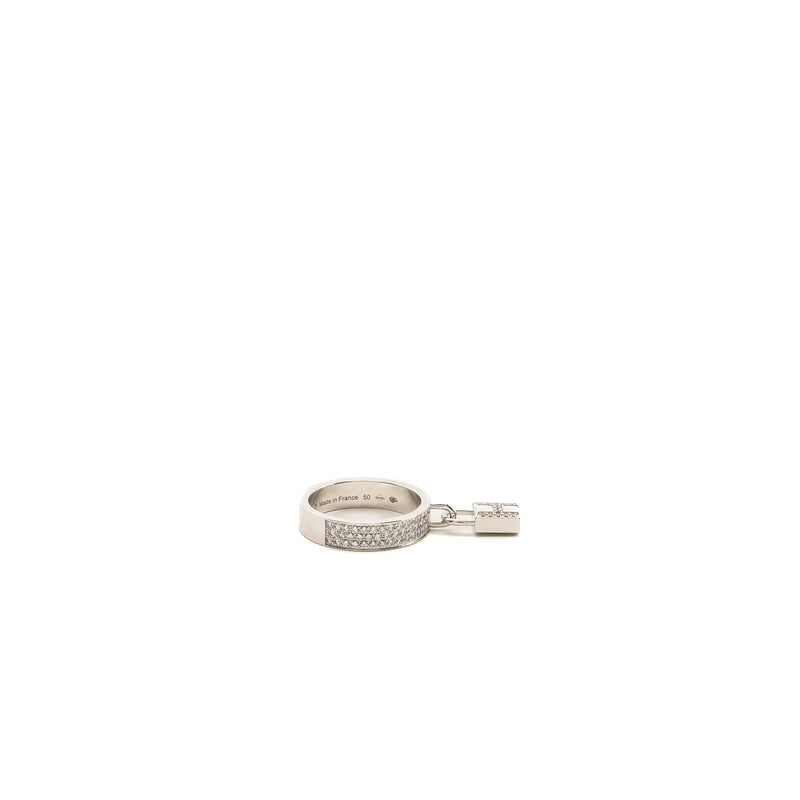 Hermes Size 50 Kelly Cadenas Ring, Medium Model White Gold,Diamonds