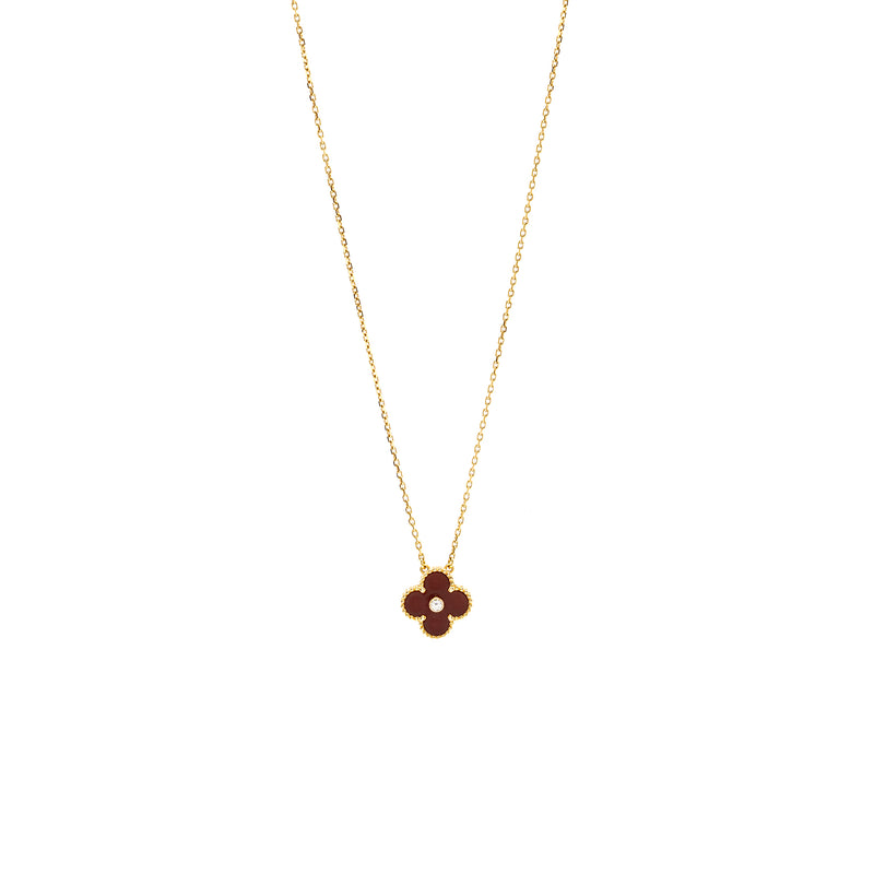 Van Cleef & Arpels Vintage Alhambra Pendant 2011 Christmas Limited Edition Carnelian Rose Gold, Diamond