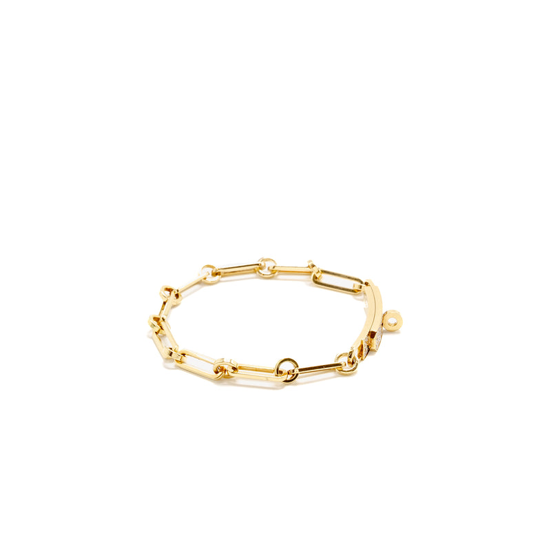 Hermes Size ST Kelly Chaine Bracelet Small Model, Yellow Gold/Diamonds