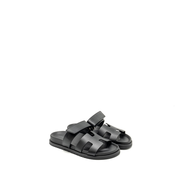 Hermes Size 36.5 Chypre Sandals Leather Black