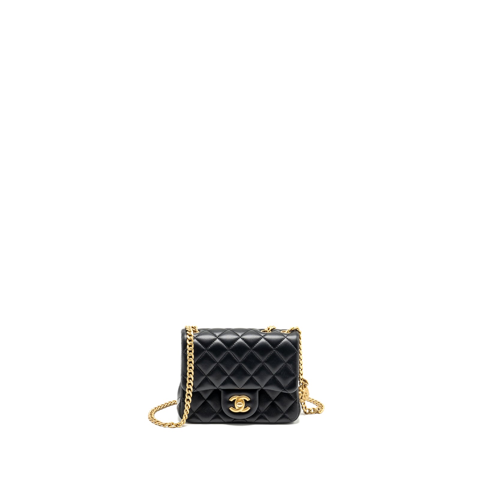 Chanel Camellia Adjustable Chain Mini Square Flap bag Lambskin black G