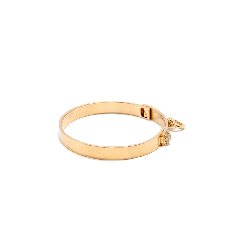 Hermes Size SH Collier de Chien Bracelet, Small Model, Rose Gold/Diamonds