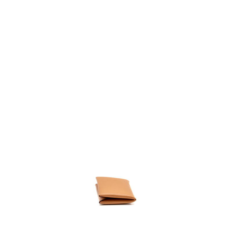 Hermes Calvi Card Holder Epsom Gold SHW Stamp T