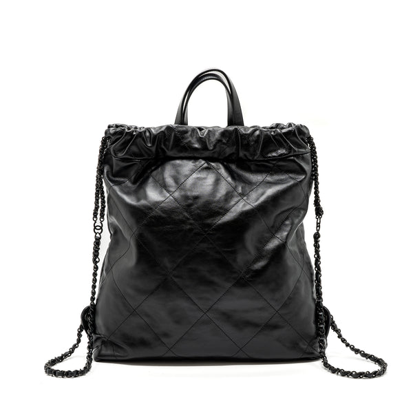 Chanel 22 backpack calfskin so black / black hardware (microchip)