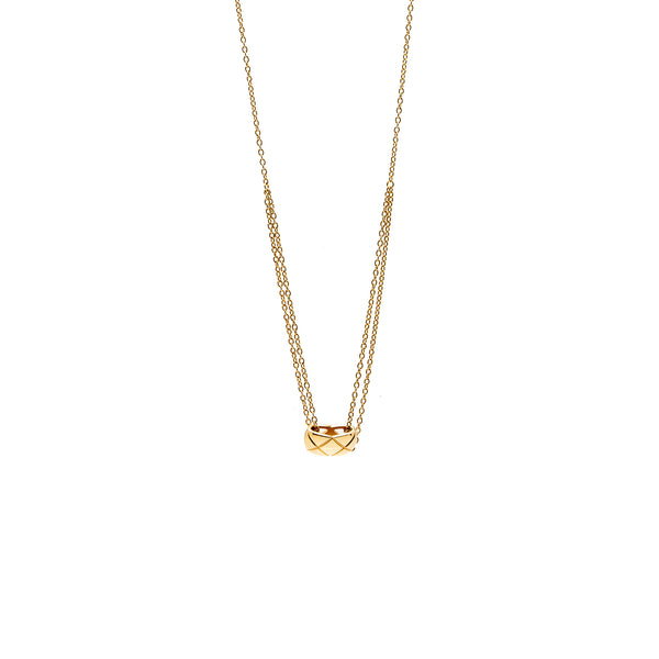 Chanel Coco Crush Necklace Quilted Motif Yellow Gold