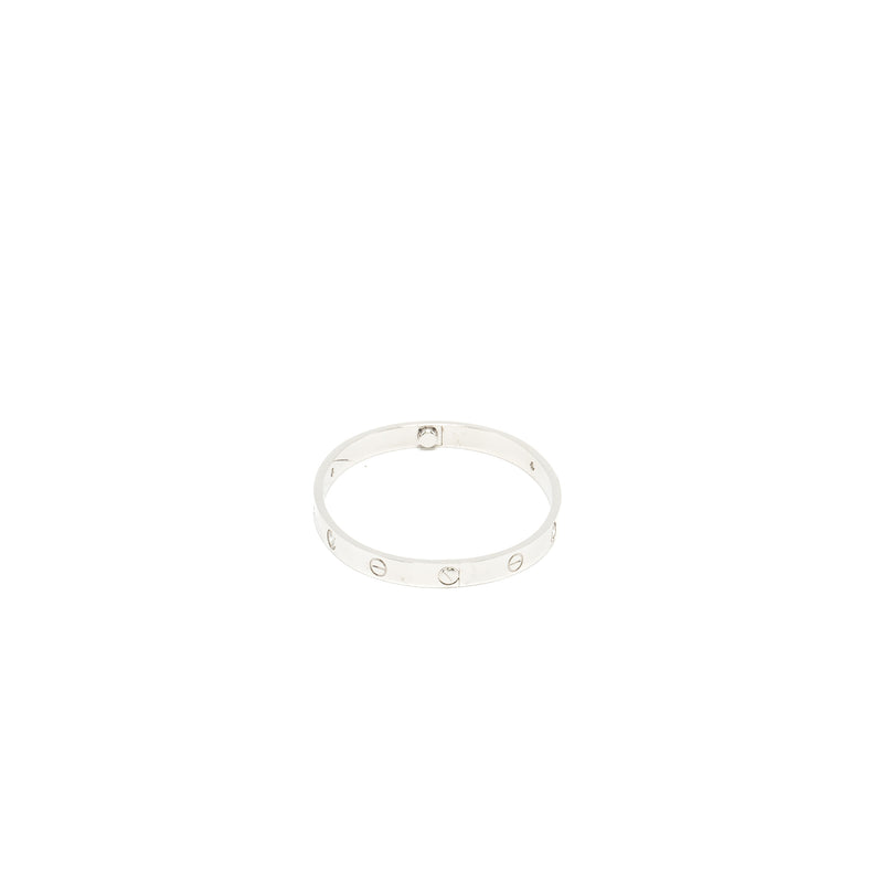 Cartier Size 18 Love Bracelet White Gold, 4 Diamonds