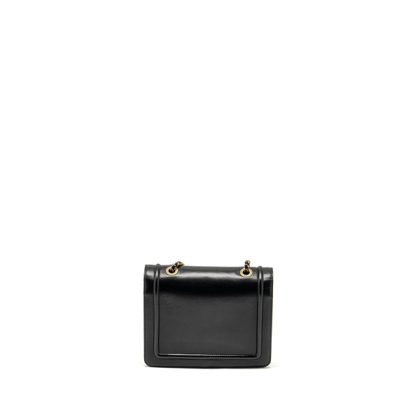 Chanel CC logo square flap bag lambskin black SHW