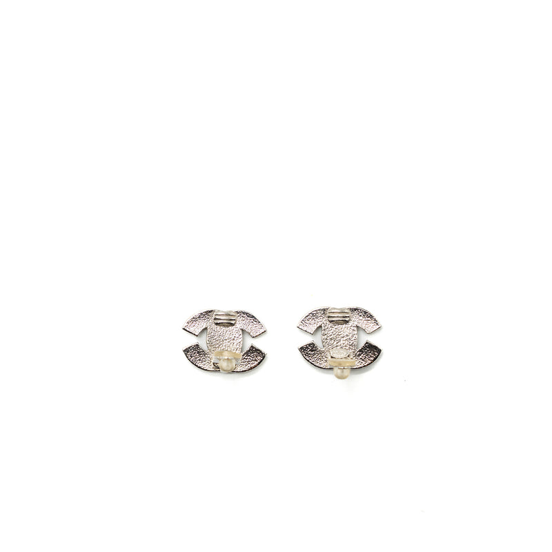 Chanel CC Logo Crystal Ear Clips SHW