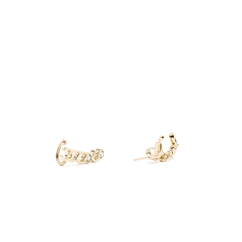 Chanel Coco Chanel letter earrings light gold tone