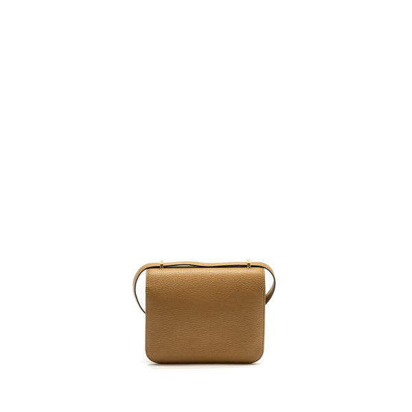 Hermes Mini Constance Chèvre Mysore Kraft GHW Stamp W