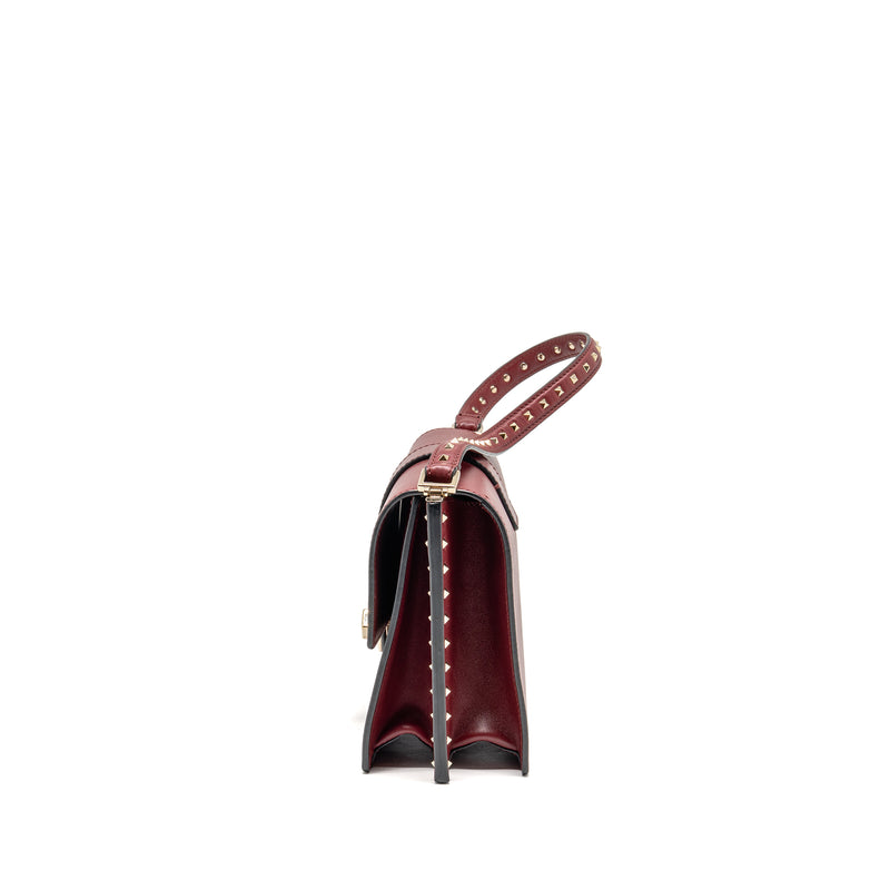 Valentino Garavani Rockstud Flap Bag Calfskin Red GHW