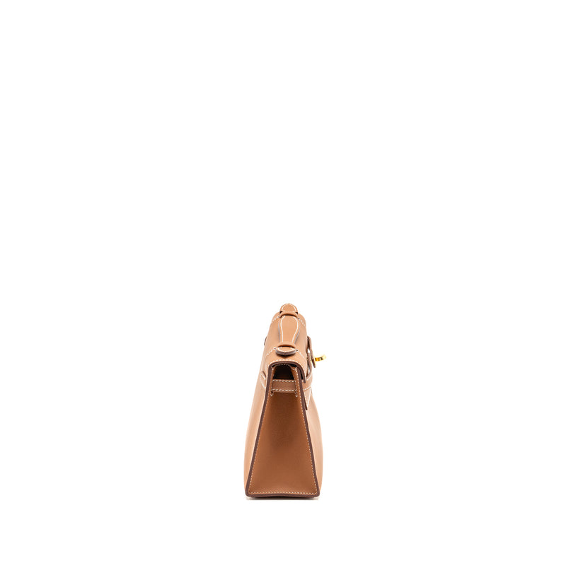 Hermes Kelly Pochette Swift Gold GHW Stamp W