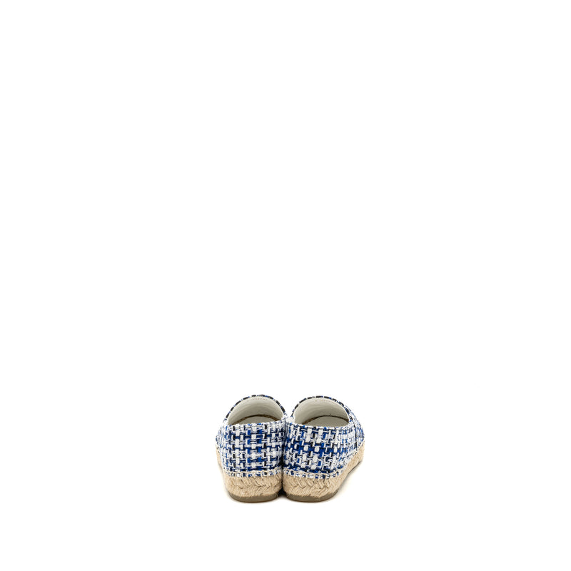 Chanel Size 37 Espadrilles Tweed/Cotton Blue/Multicolour