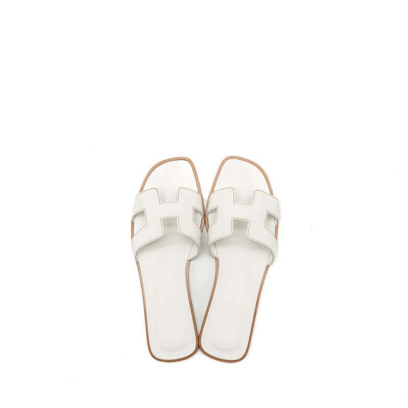 Hermes size 37.5 Oran sandal calfskin Blanc
