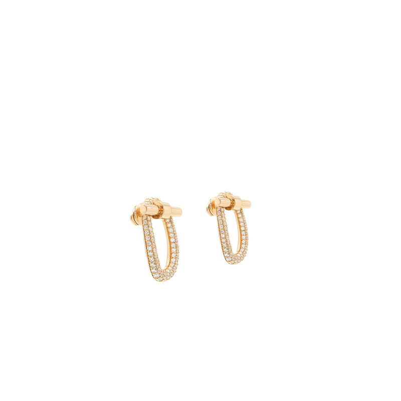 Hermes Adage Pendant Earrings Rose Gold Diamonds