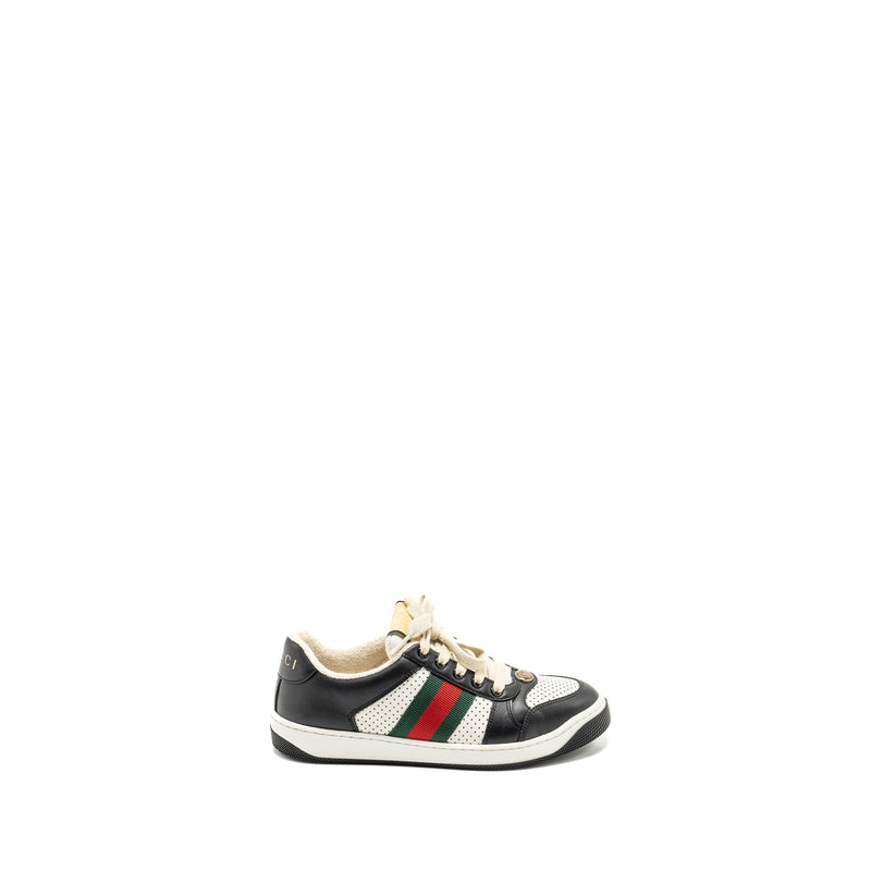 Gucci size 37.5 screener trainer sneaker black/white multicolour