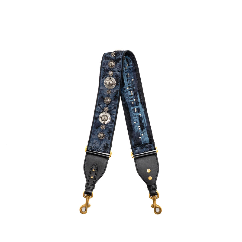 Dior Miscellaneous Studded Shoulder Strap Blue with Multicolour Hardware