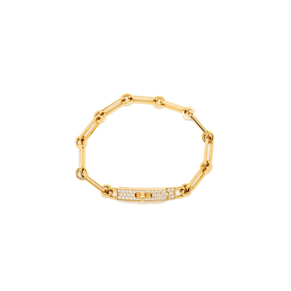 Hermes Size ST Kelly Chaine Bracelet Small Model, Yellow Gold/Diamonds