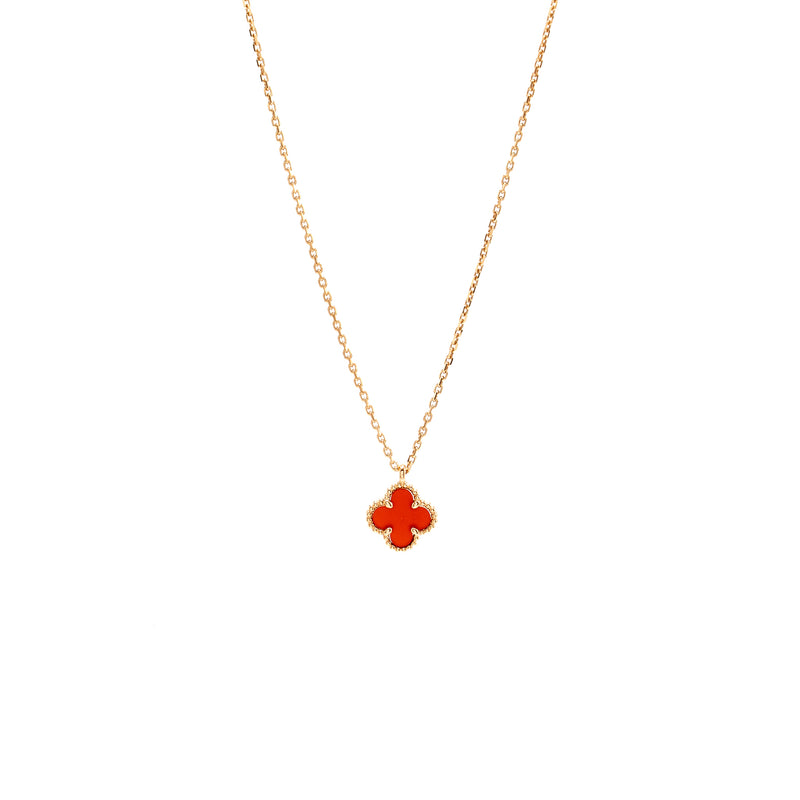 Van Cleef & Arpels Sweet Alhambra Pendant Rose Gold, Carnelian