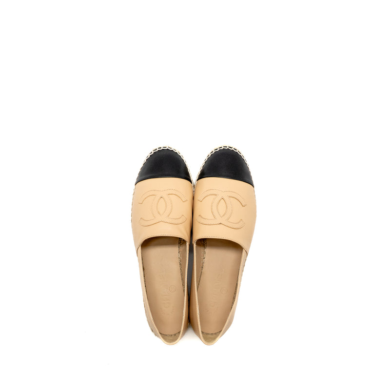 Chanel Size 40 Espadrilles Lambskin Beige/Black