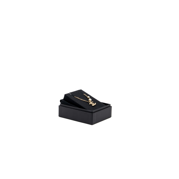 Chanel small CC logo and pearl necklace light gold tone
