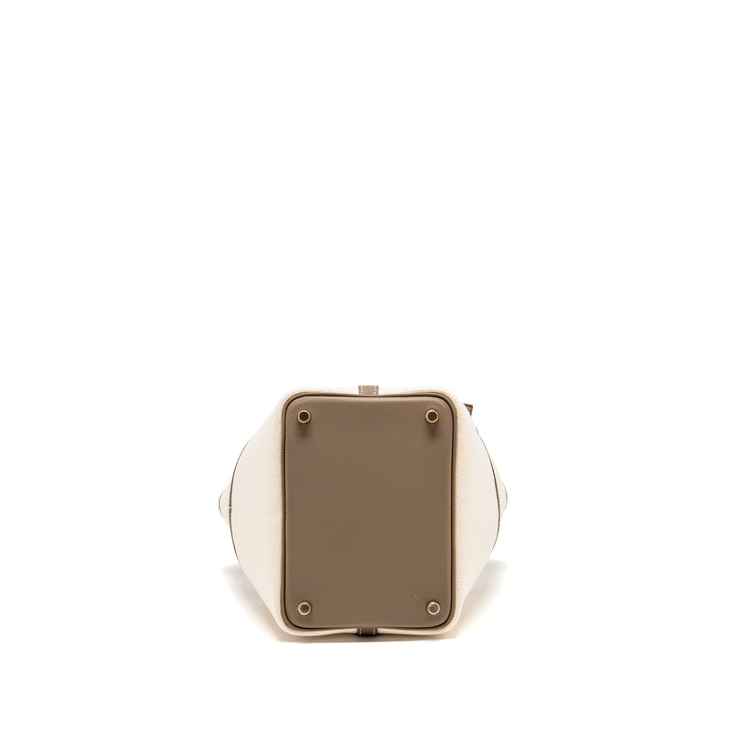 Hermes Cargo Picotin 18 Lock Bag Canvas/Swift Ecru/Etoupe GHW Stamp W