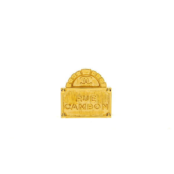 Chanel Rue Cambon/ CC Logo Brooch Gold Tone