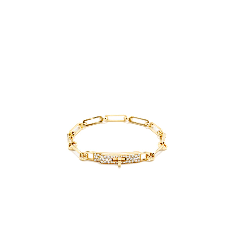 Hermes Size ST Kelly Chaine Bracelet Small Model, Yellow Gold/Diamonds