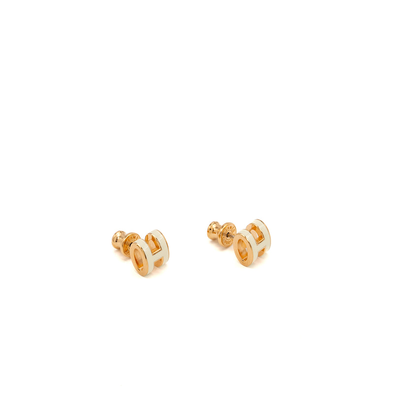 HERMES Mini Pop H Earrings Blanc RGHW