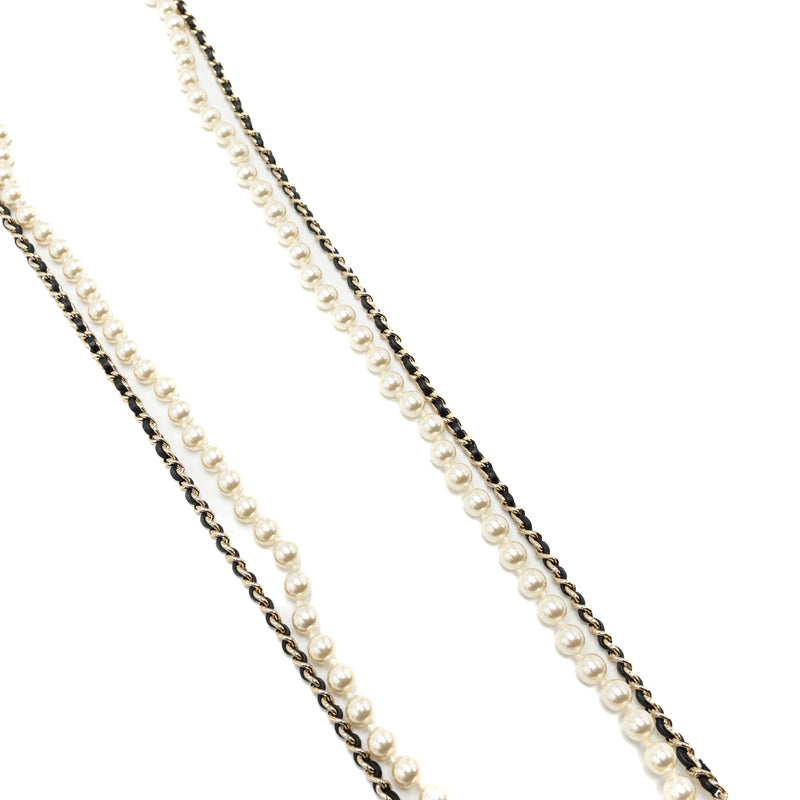 Chanel Micro Bag Necklace Pearl/ Leather Chain LGHW