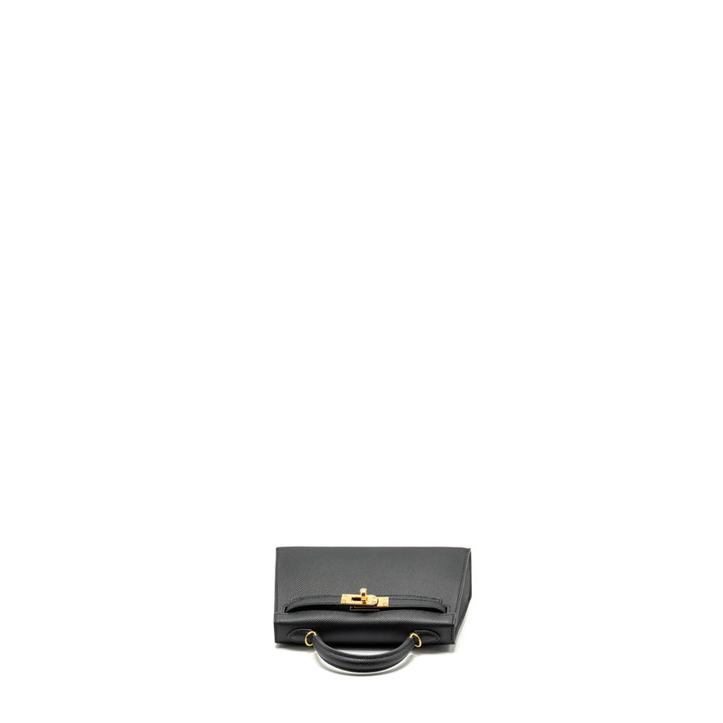 Hermes Mini Kelly II Epsom Black GHW Stamp B