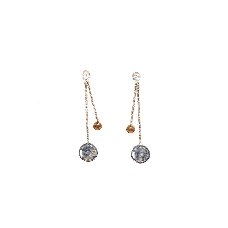 Hermes Ex-Libris Earrings Small Model, Sterling Silver/Rose Gold