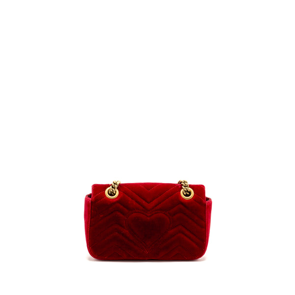 Gucci Mini GG Marmont Bag Velvet Red GHW