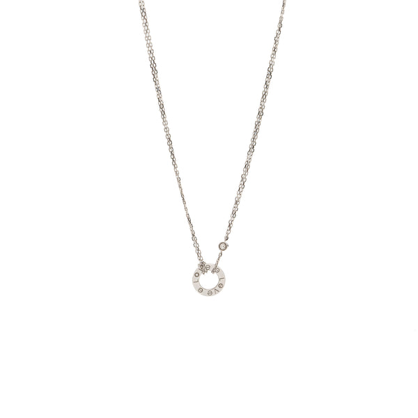 Cartier love necklace white gold with 2 diamonds