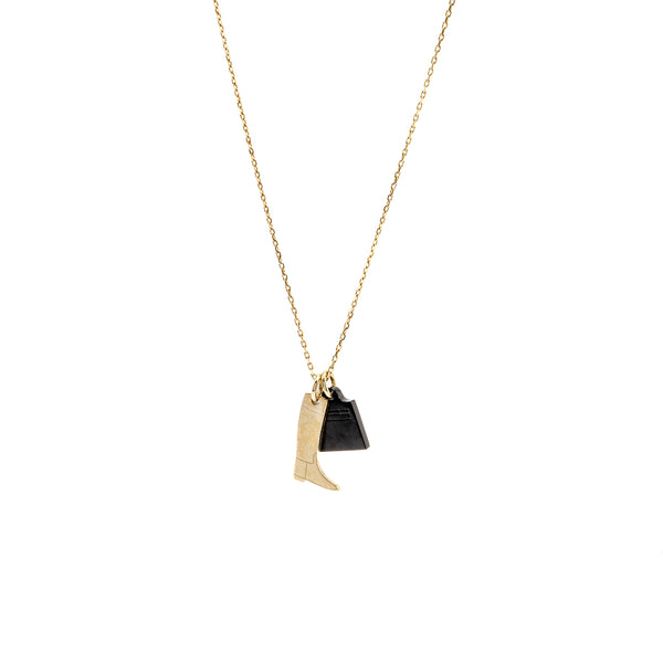 HERMES Amulette Maroquinier Pm Corne Buffle & Lai Gold Tone