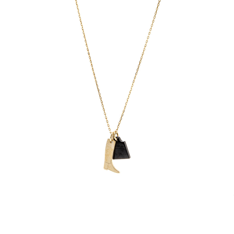 HERMES Amulette Maroquinier Pm Corne Buffle & Lai Gold Tone