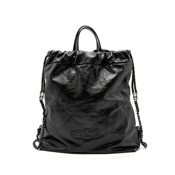 Chanel 22 backpack calfskin so black / black hardware (microchip)