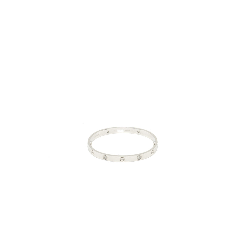 Cartier Size 18 Love Bracelet White Gold, 4 Diamonds