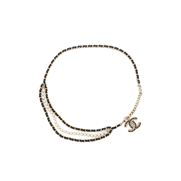 Chanel detailed CC logo chain belt black LGHW
