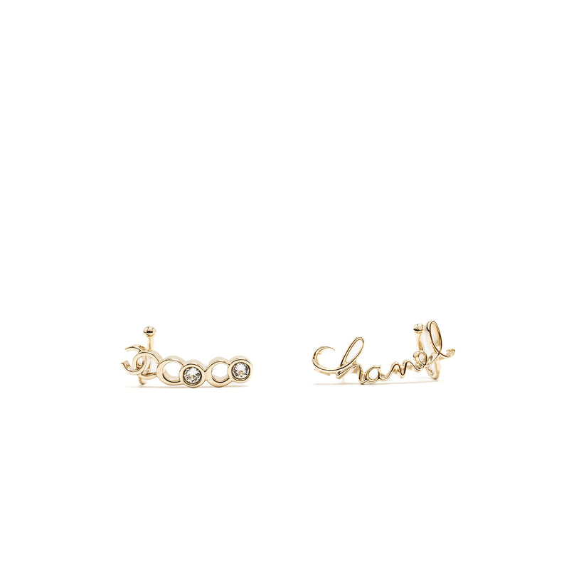 Chanel Coco Chanel letter earrings light gold tone