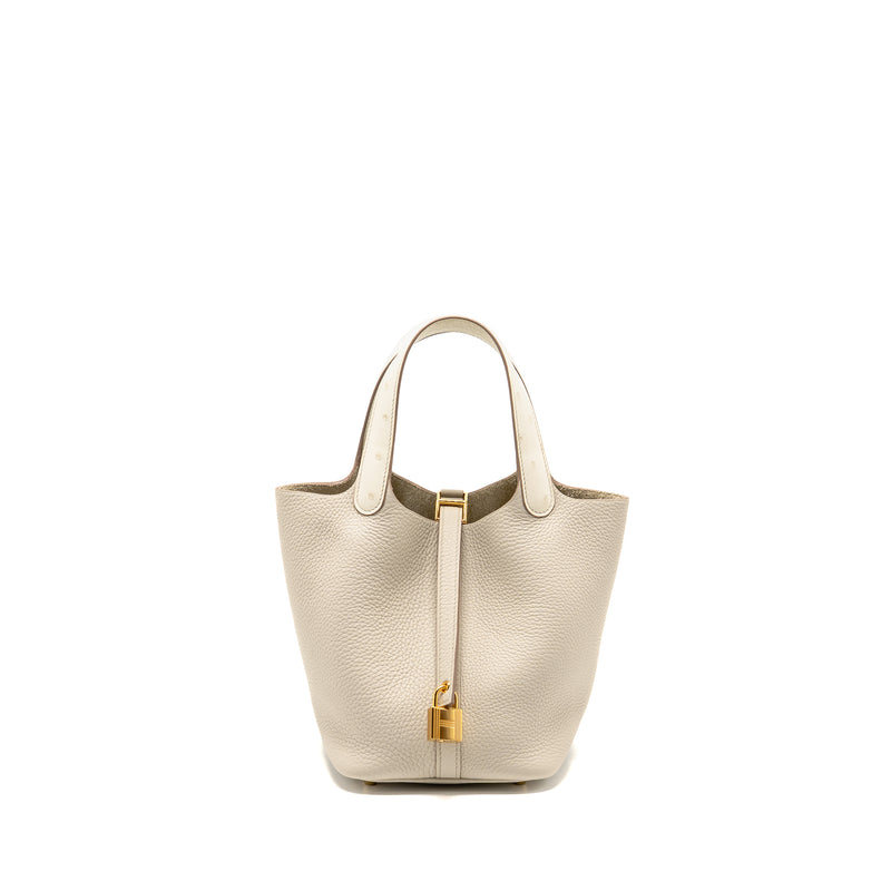 Hermes Picotin 18 Lock Bag Ostrich Touch/Clemence Beton GHW Stamp B