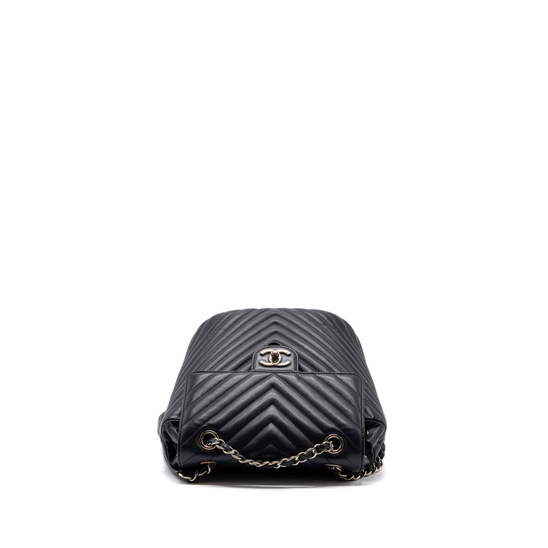 Chanel Small Urban Spirit Backpack Chevron Calfskin Black SHW