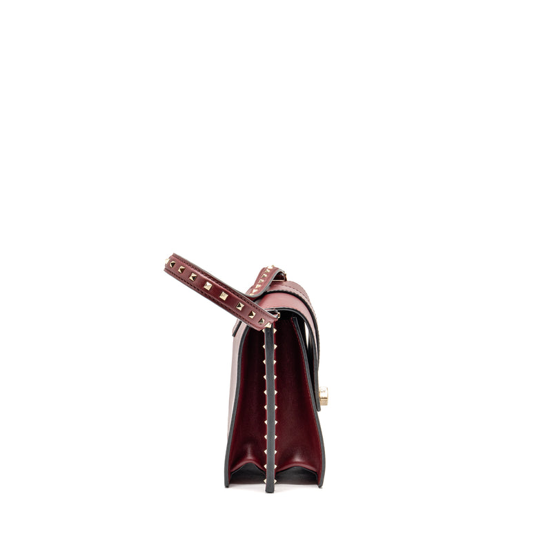 Valentino Garavani Rockstud Flap Bag Calfskin Red GHW
