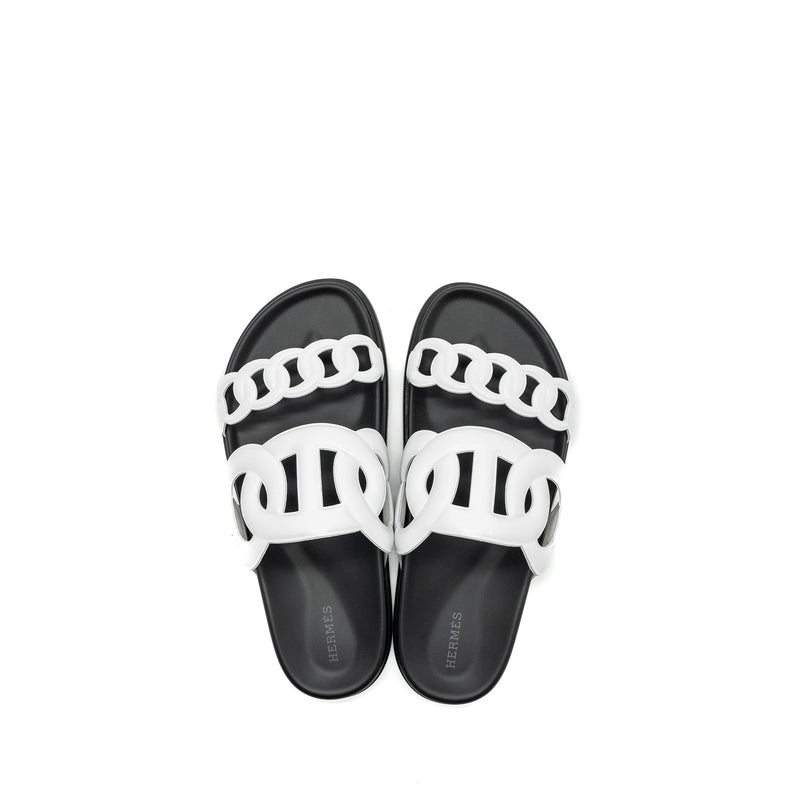 Hermes Size 40 Extra Sandals White/Black