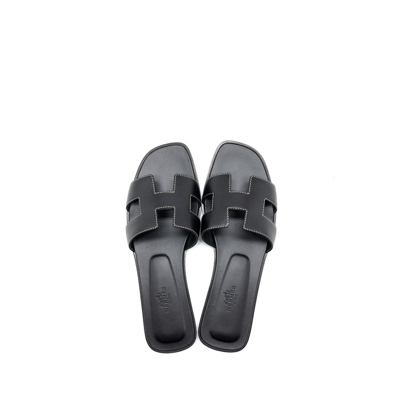 Hermes size 37.5 Oran sandals calfskin black