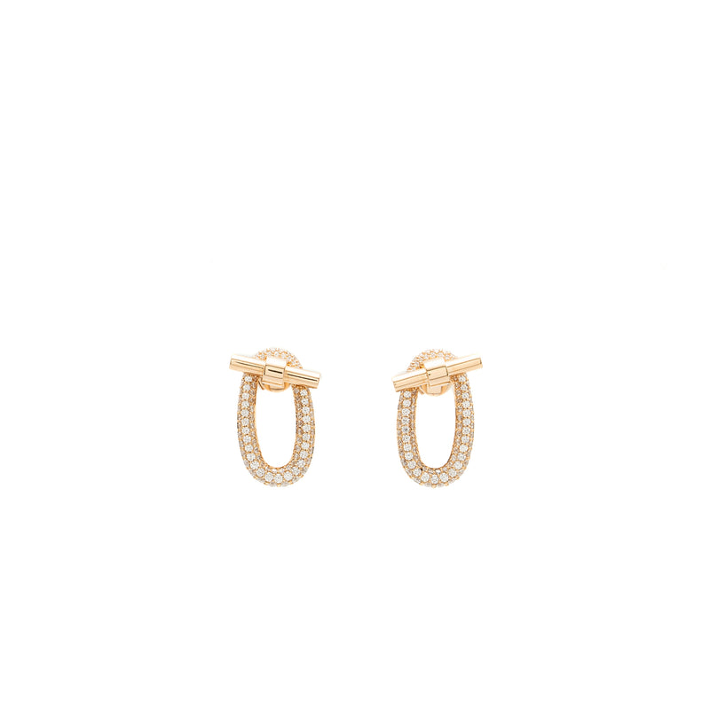 Hermes Adage Pendant Earrings Rose Gold Diamonds