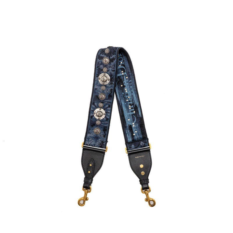 Dior Miscellaneous Studded Shoulder Strap Blue with Multicolour Hardware