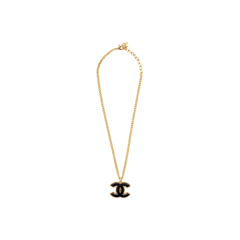 Chanel Giant CC Logo Necklace Gold Tone