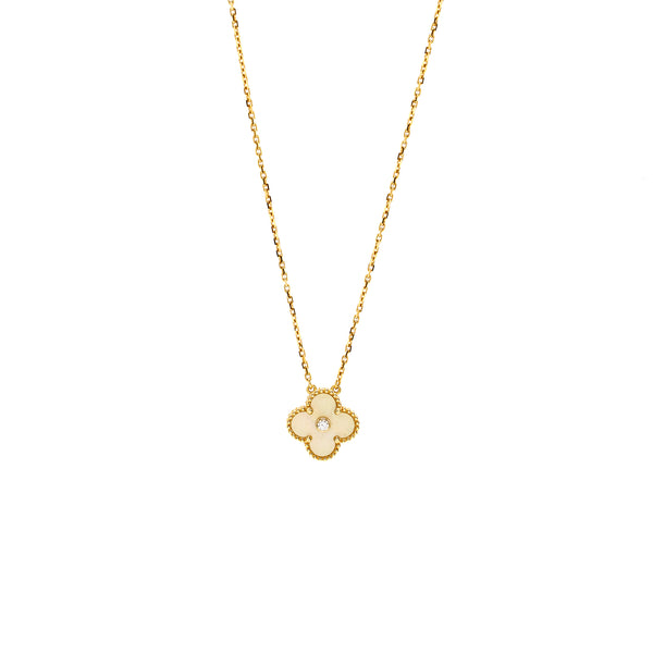Van Cleef & Arpels 2018 Holiday Pendant Gold Mother-of-Pearl Yellow Gold with Diamond