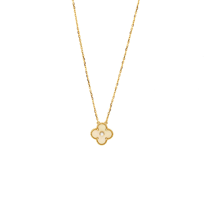 Van Cleef & Arpels 2018 Holiday Pendant Gold Mother-of-Pearl Yellow Gold with Diamond